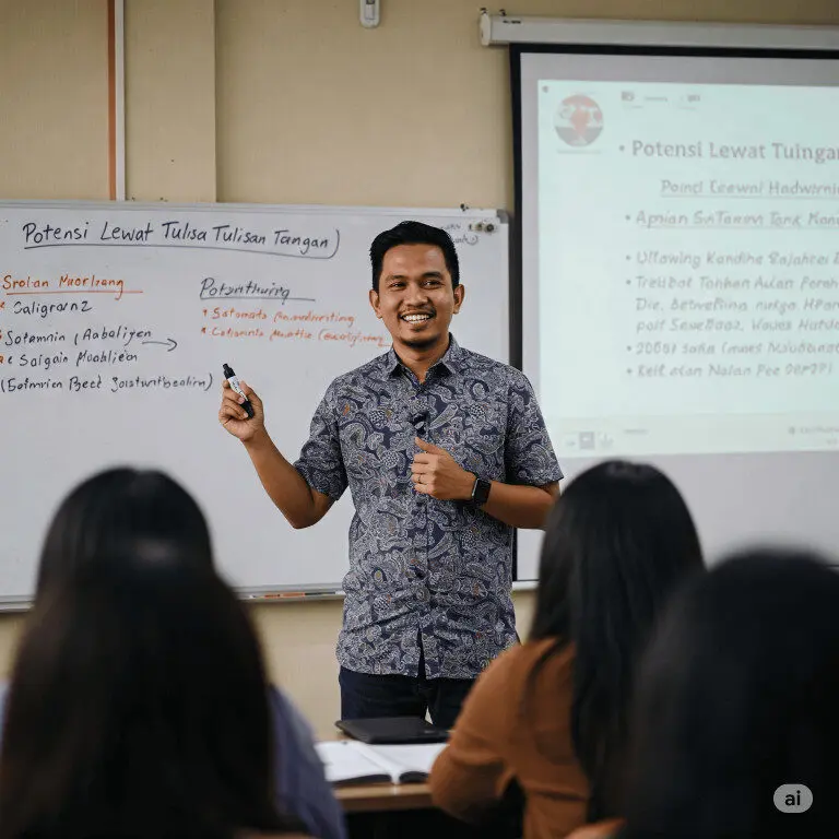 Guru menggunakan grafologi untuk memahami potensi siswa dan mengajar lebih efektif.